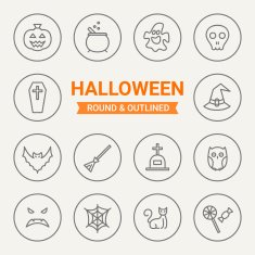 Set of round and outlined Halloween icons N2