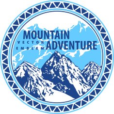 Vector mountains emblem on shield N2