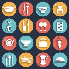 kitchen icons set with shadow N2