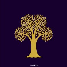 Tree symbol Asia style isolate black background Vector illustration