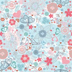 Valentines-day pattern with hearts and flowers N2