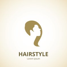 Stylized vector woman's face in profile abstract logo N2