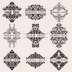 Set Of Nine Ornate Banner Text Quad N3
