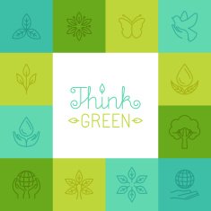 Vector think green concept in linear style