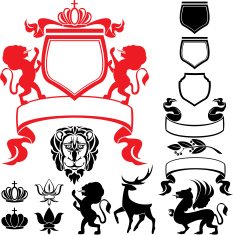 Set of heraldic silhouettes elements N3