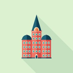 Retro hotel flat square icon with long shadows N2