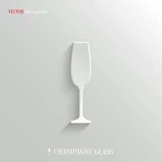 Champagne glass icon - vector white app button N2