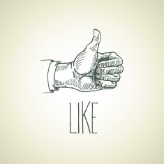 Vintage hand-drawn hand sign like Vector illustration
