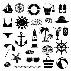 Scratched sea symbols set