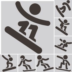 Set snowboard icons