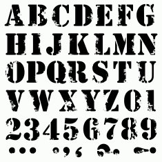 Grunge full alphabet and numbers