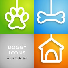 Set of applique doggy icons Vector illustration