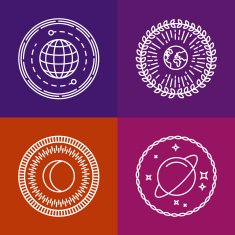 Vector cosmic signs and line icons