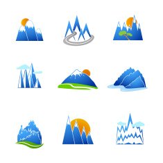 Mountains icons set