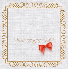 Invitation card with vintage elements and bow N3