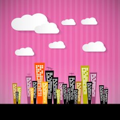Abstract Pink Paper City Illustration