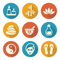 Spa icons in flat style