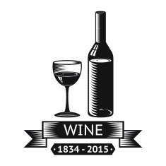 Wine Alcohol Drink Logo Symbol Bottle Glass ribbons Icon Isolated