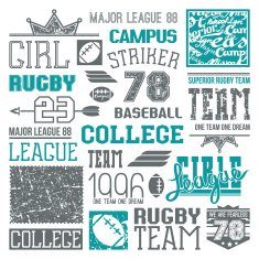 Rugby and baseball team college design elements