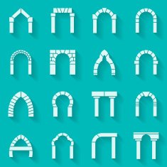 Flat silhouette icons vector collection of arch