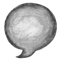 Blank watercolor speech bubble black circle shape on white background
