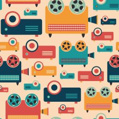 Seamless pattern with colorful retro video projectors N2