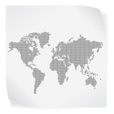 World map over white paper sticker isolated on N2