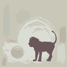 lion silhouette on grunge background vector