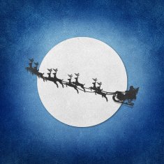 Santa Claus On Sledge With Deer And Moon recycled papercraft N5