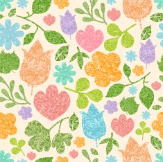 Detailed Flowers and Leaves Seamless Pattern Background N2