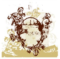 calligraphy flowers ornament on brown vignette