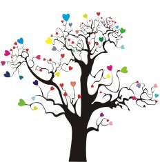 Tree silhouette with hearts
