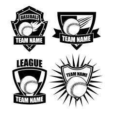 Baseball icon badge shield collection