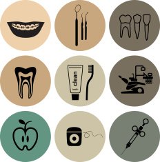Dental icons in color