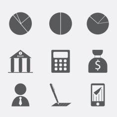 Financial analytical icons with graphs N2