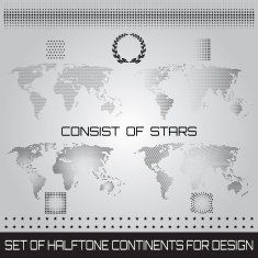 Set of halftone continents for design N2