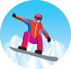 The colorful figure of a young man snowboarding Vector illustration