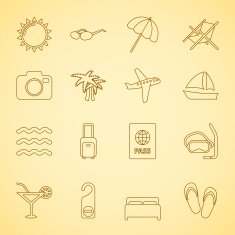 Generic travel iconset contour flat