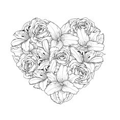 heart decorated by flowers roses and lilies N3