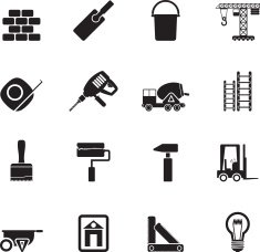 Silhouette Construction and building Icons N3