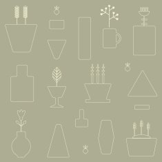 Abstract seamless pattern with flower pots in vector N9