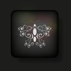 vector butterfly icon on black Eps10