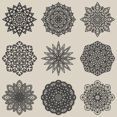 circular floral pattern set