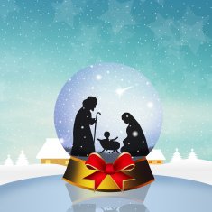 Christmas Nativity Scene in the crystal ball N4