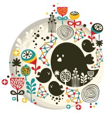 Birds and flowers print N4