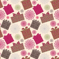 Seamless pattern with snowflakes and gifts N2