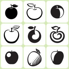 apple fruit icons set