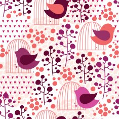 Cage and bird seamless pattern