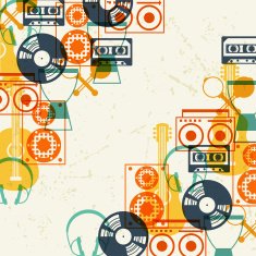 Background with musical instruments in flat design style N2