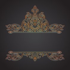 Vector lace card in eastern style on dark background N4
